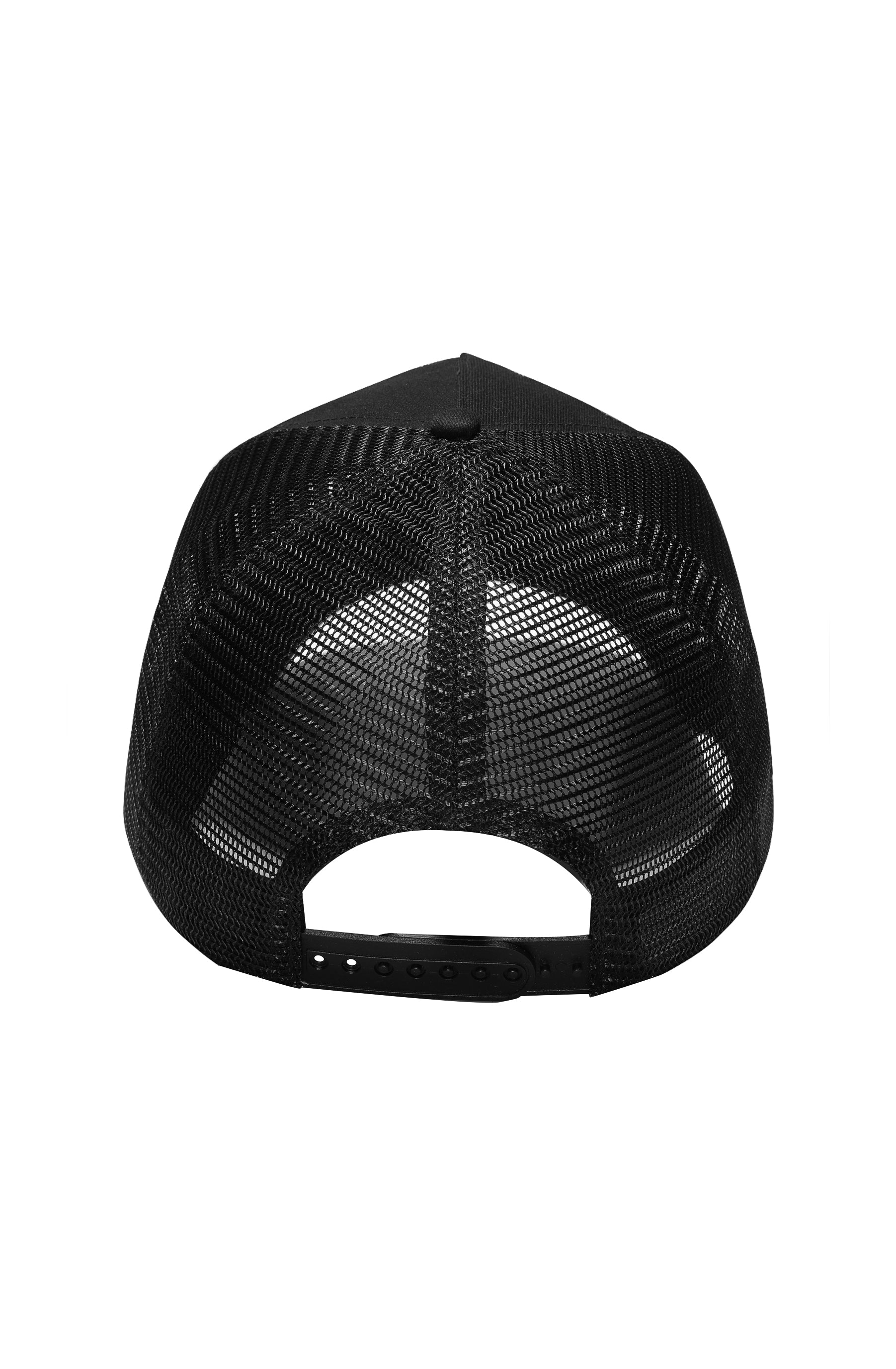 Unisex Duo Black Snake Twill Front Mesh Trucker - Black/Black