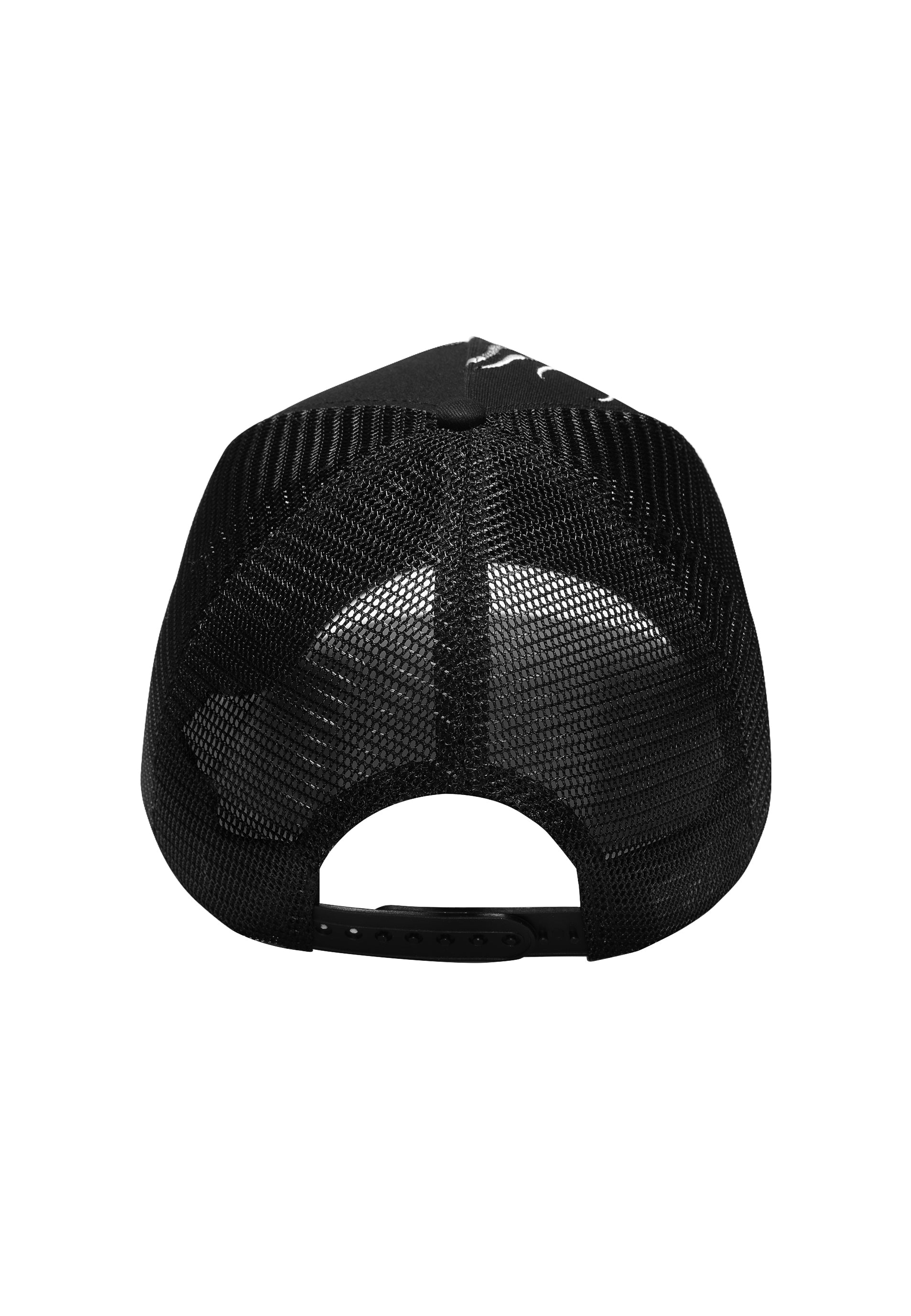 Unisex Mono Giant Dragon Twill Front Mesh Trucker - Black/Black