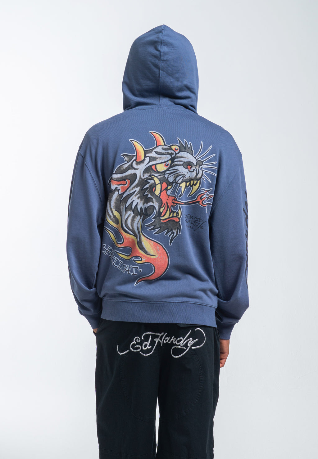 Sudadera Ed Hardy Hell Catz Con Cremallera Hombre Negro