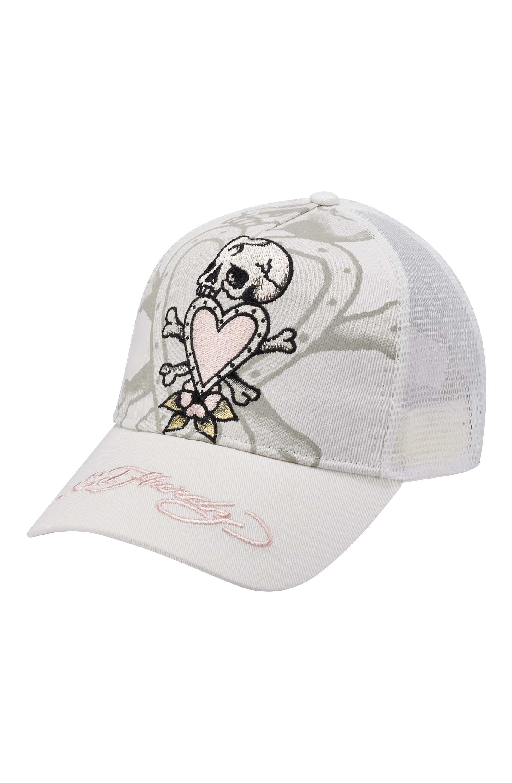 Unisex Death Before Twill Front Mesh Trucker - White/White