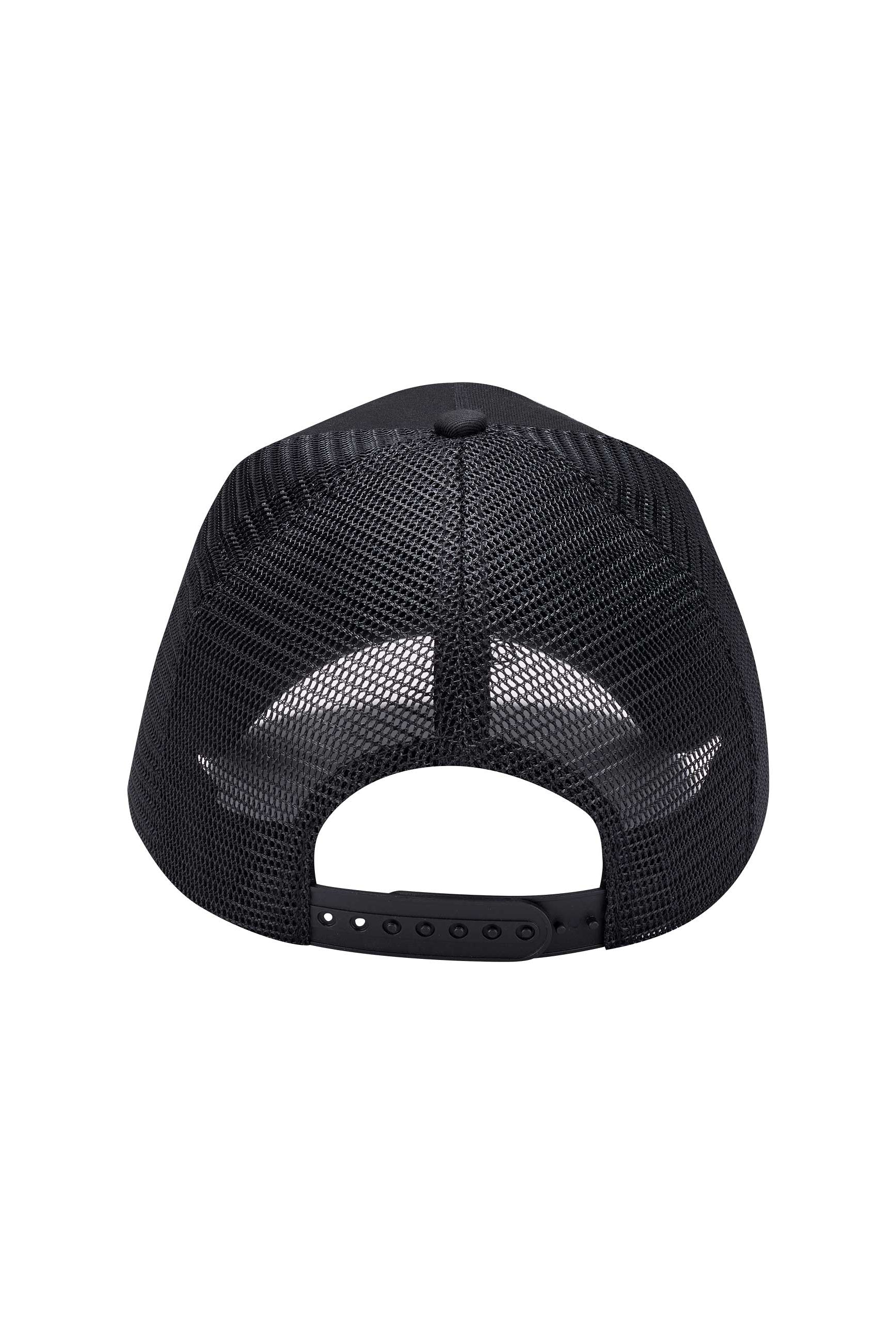 Unisex Eagle Crystal Rock Twill Front Mesh Trucker - Black/Black