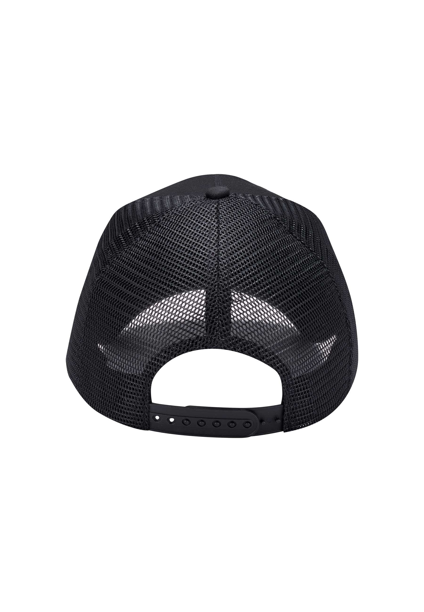 Unisex Eagle Crystal Rock Twill Front Mesh Trucker - Black/Black