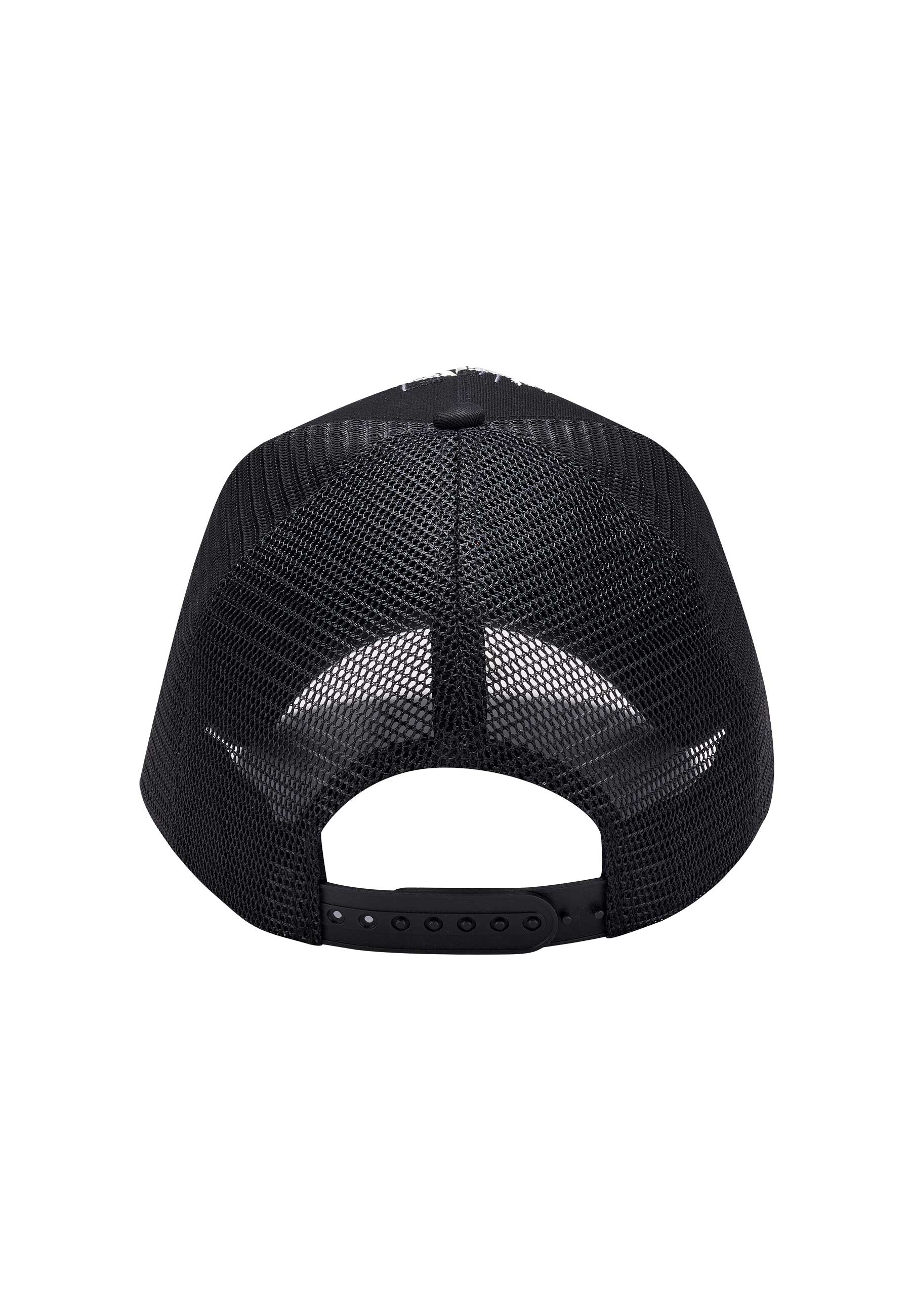 Unisex Eagle & Snake Twill Front Mesh Trucker - Black/Black