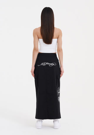 Womens Koi Wave Cargo Skirt - Black