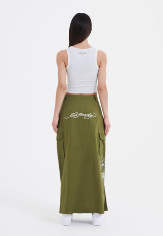 Womens Koi Wave Cargo Skirt - Green