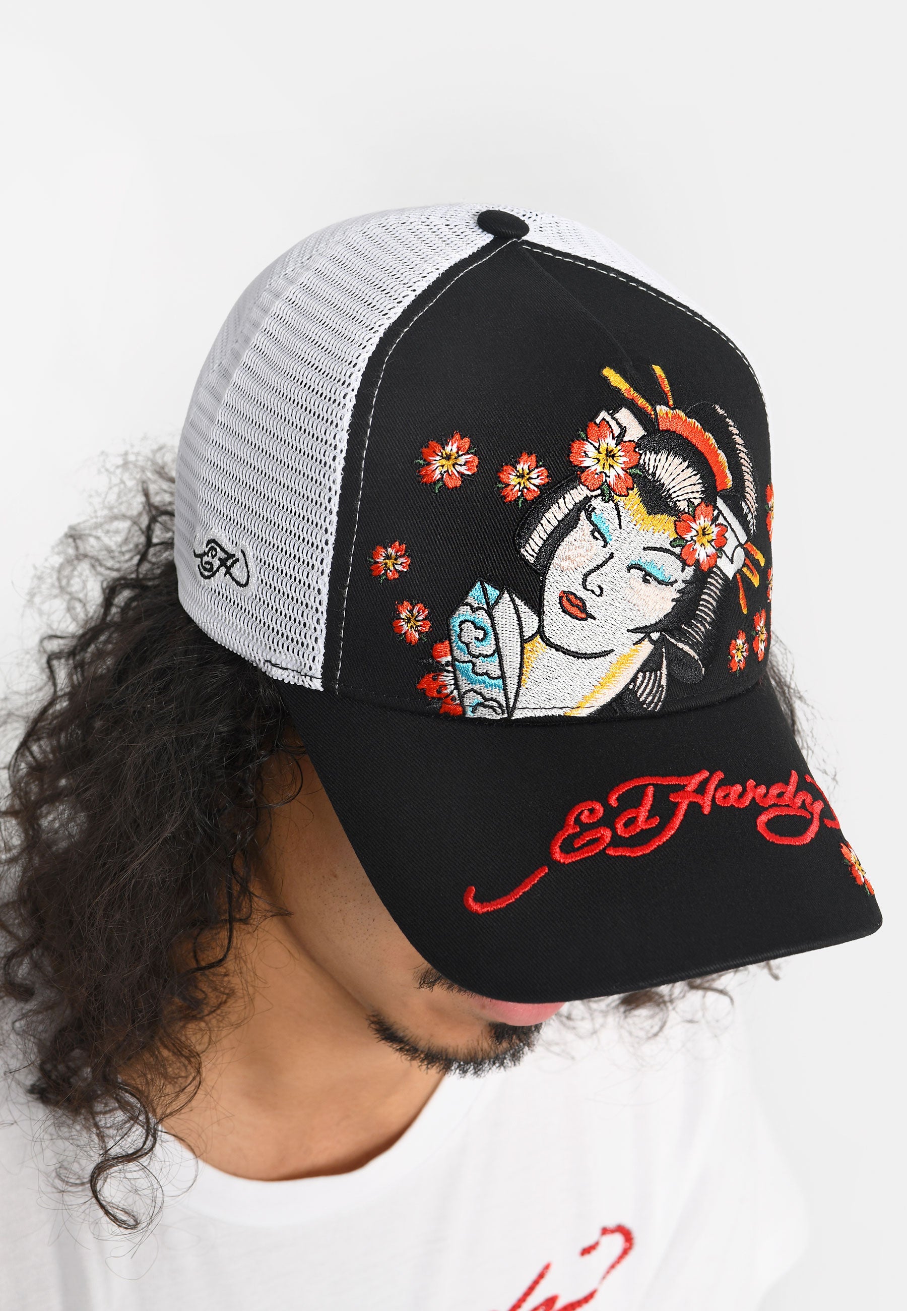 Unisex Tokyo-Geisha Twill Front Mesh Trucker Cap - Black