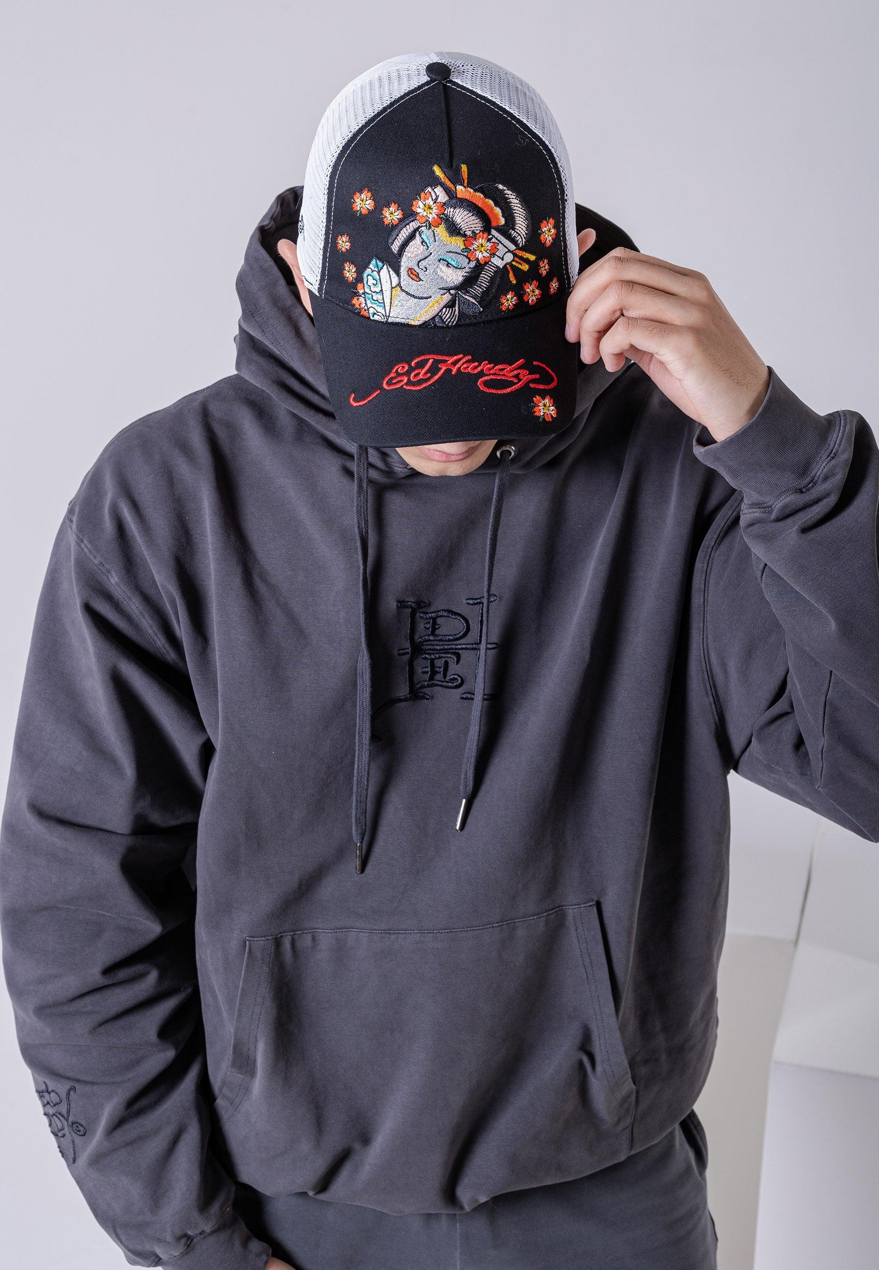 Unisex Tokyo-Geisha Twill Front Mesh Trucker Cap - Black