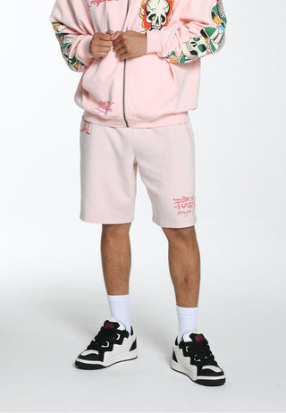 Mens True Till Death Sweat Shorts - Washed Pink