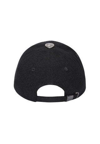 Unisex Flaming Skull 6 Panel Pearl Cap - Black