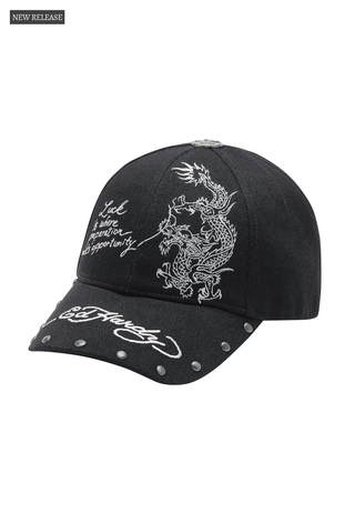 Unisex Flaming Skull 6 Panel Pearl Cap - Black