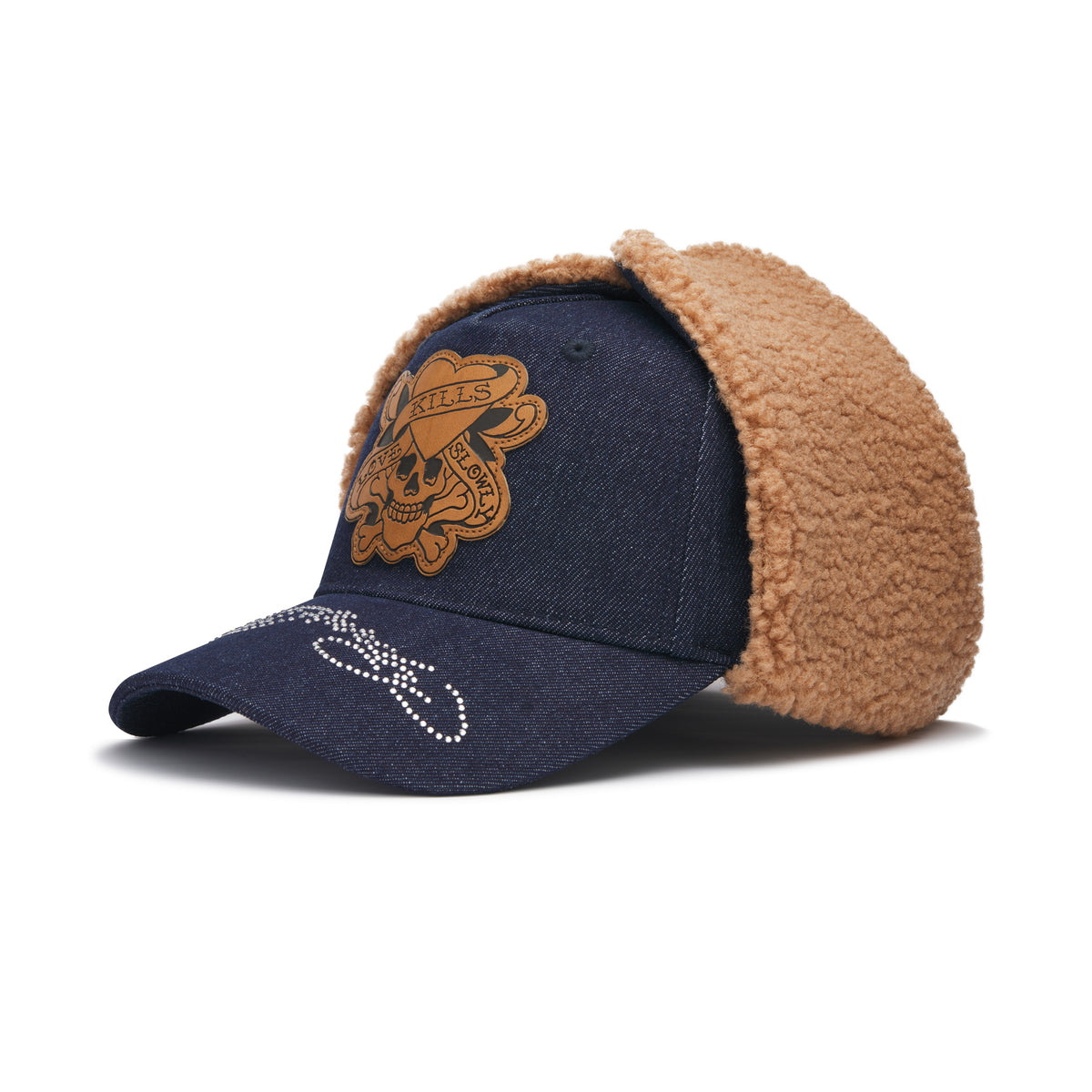 Unisex Love Kills Slowly Denim 5 Panel Trapper Cap - Indigo