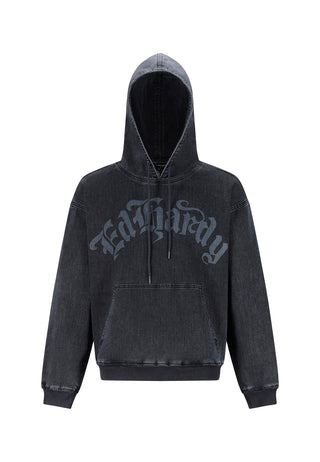 Mens Death Rider Denim Pouch Hoodie - Indigo