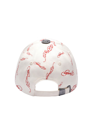 Unisex Tiger Flames 6 Panel Repeat Print Cap - Egret