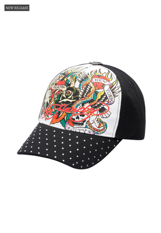 Unisex True Til Death 5 Panel Embellished Trucker Cap - Black / White