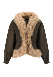 Womens Death Rose Fur Jacket - Brown