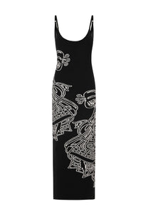 Womens Ice Geisha Knitted Maxi Dress - Black