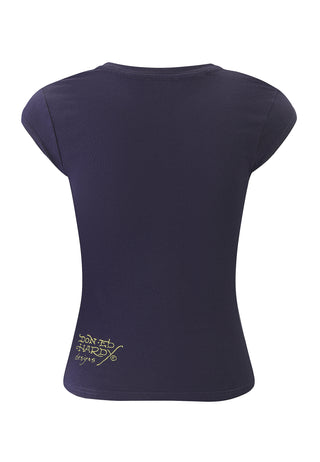 Womens Life Before Honor Cap Sleeve Tshirt Top - Navy