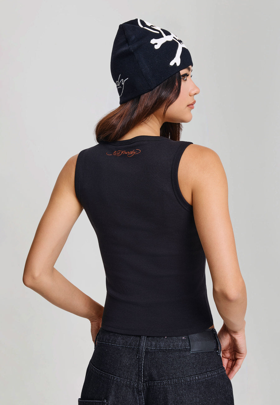 Womens Battle Fitted Vest Top - Black
