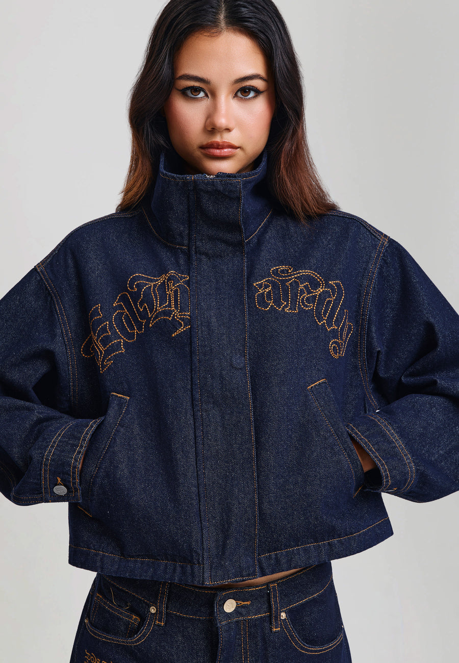 Womens Flaming Chariot Relaxed Denim Jacket - Indigo