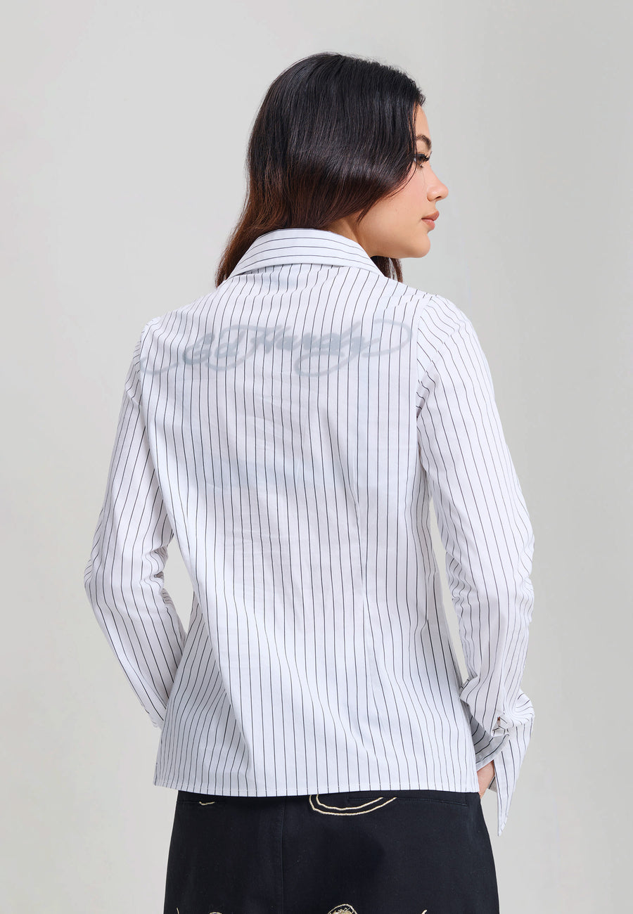 Womens Battle Dragon Fitted Shirt - White