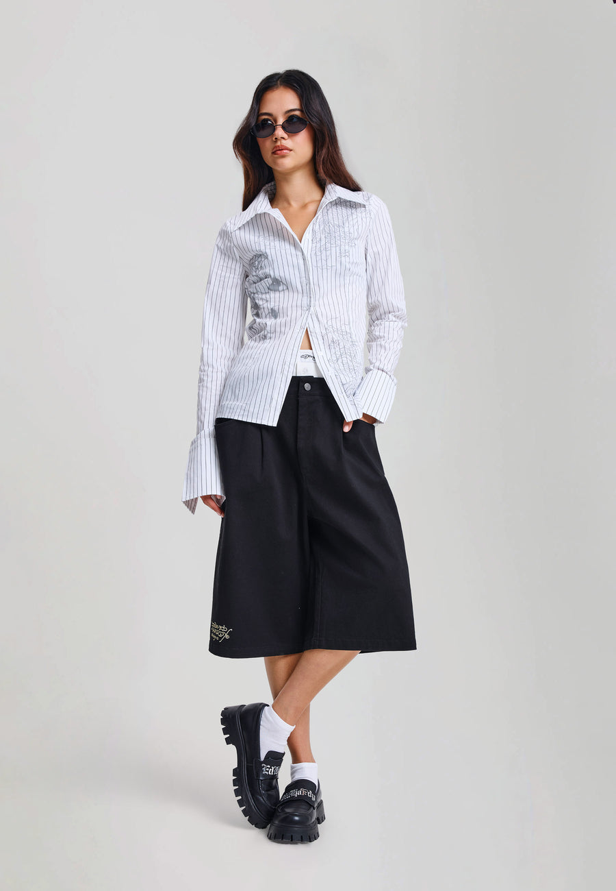 Womens Battle Dragon Fitted Shirt - White