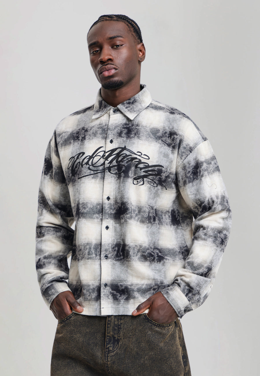 Mens Dead Or Alive Acid Wash Graphic Shirt - Black