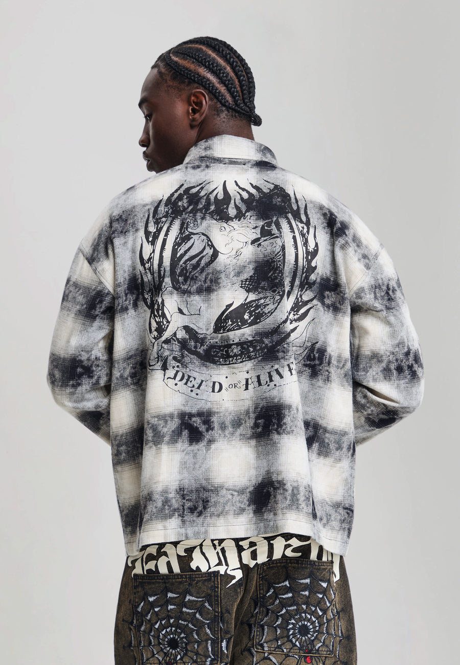 Mens Dead Or Alive Acid Wash Graphic Shirt - Black