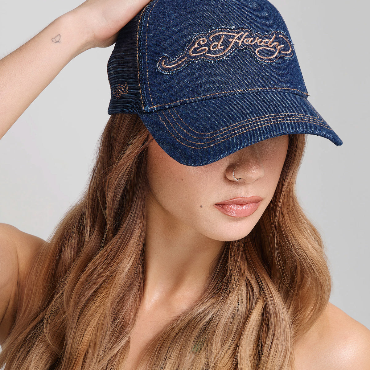 Unisex Contrast Stitch Indigo Denim 5 Panel Trucker Cap - Indigo – Ed ...