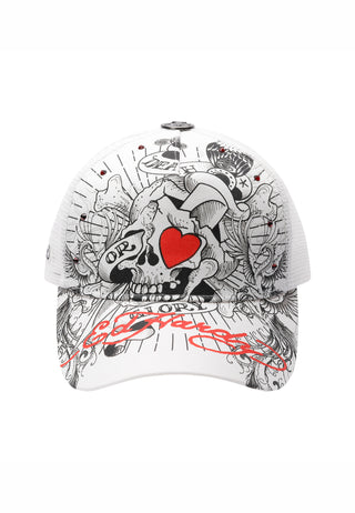 Unisex Death Or Glory 6 Panel Embellished Trucker Cap - Coconut Milk