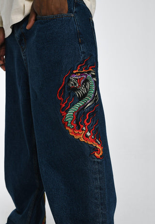 Flamer Snake Baggy Jeans voor heren - Indigo