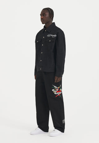 Veste en jean surdimensionnée Abstract United Dreams pour hommes - Noir