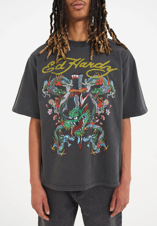 Män Battle Of The Dragons T-shirt - Charcoal