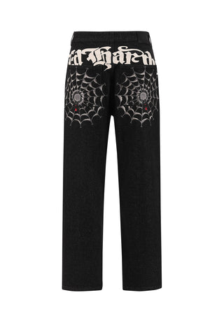 Mens Black Widow Baggy Denim Trousers Jeans - Black