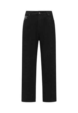 Mens Black Widow Baggy Denim Trousers Jeans - Black