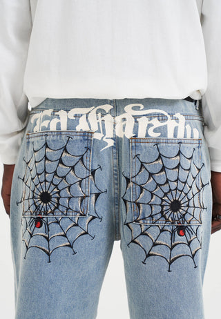 Mens Black Widow Baggy Denim Trousers Jeans - Bleach