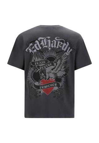 Mens Death Before Dishonor Eagle Relaxed T-Shirt - Charcoal