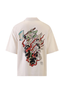 Camisa masculina de manga curta Death Fighter Camp - Bege