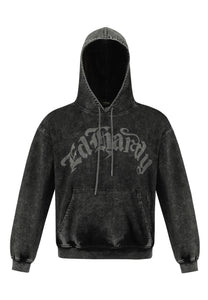 Mens Death Rider Denim Pouch Hoodie - Black