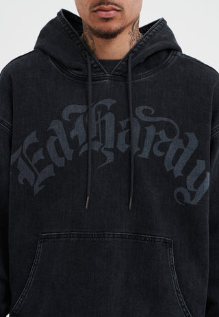 Mens Death Rider Denim Pouch Hoodie - Indigo