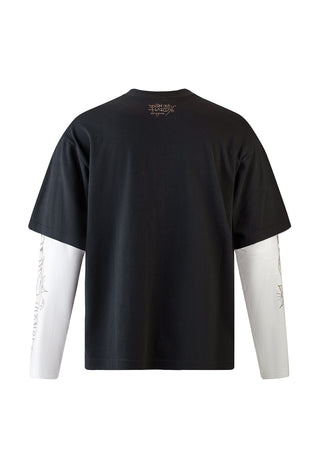 Mens Death & Dishonor Double Sleeve Relaxed Tshirt - Black