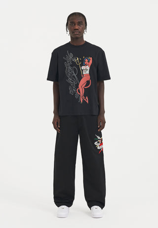 Camiseta holgada Devil In Details para hombre - Negro
