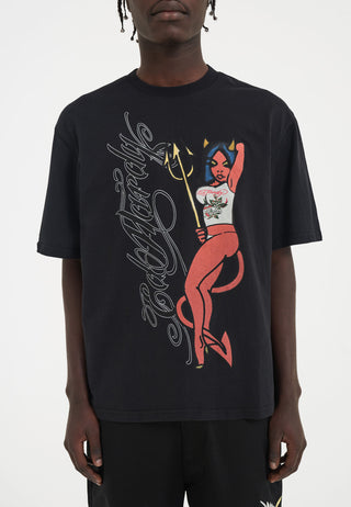 Camiseta holgada Devil In Details para hombre - Negro