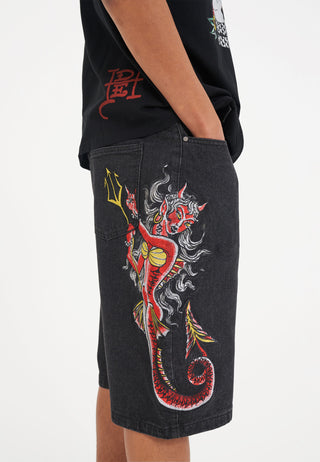 Męskie spodenki jeansowe Devil Mermaid Jorts - czarne
