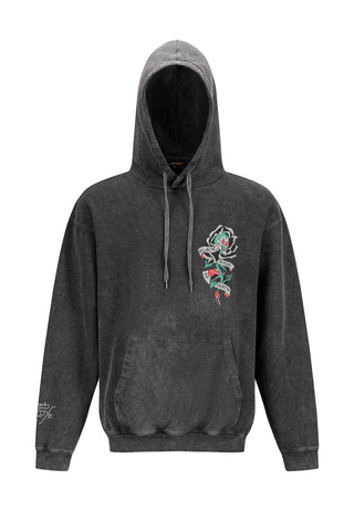 Mens Don Wolf Eagle Panther Diamante Hoodie - Charcoal