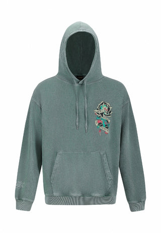 Mens Don Wolf Eagle Panther Diamante Hoodie - Green