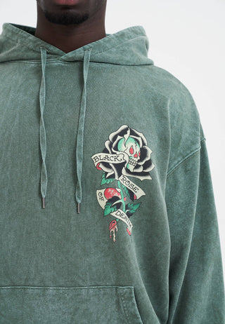 Mens Don Wolf Eagle Panther Diamante Hoodie - Green