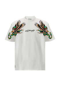 Miesten Double-Vintage-Eagle-Snake T-paita - valkoinen