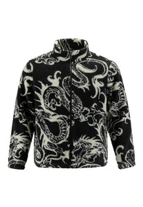 Mens Drag Battle Aop Fleece Jacket - Black/Beige