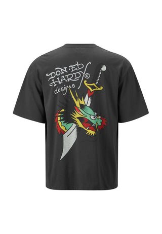 Camiseta Masculina Drag-Blade-Back Relaxada - Carvão