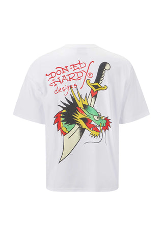 Drag-Blade-Back avslappnad T-shirt för män - Vit